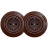 | Kliklap - Dvojitá retro domová zásuvka s rámčekom SCHUKO 230V hnedá | 2xKA0035+2xKA0109 | Kliklap - Dvojitá retro domová zásuvka s rámčekom SCHUKO 230V hnedá | 2xKA0035+2xKA0109