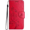 Peňaženkové puzdro Embossing Pattern Motýľ a kvet červené – Motorola Moto G55 5G Peňaženkové puzdro Embossing Pattern Motýľ a kvet červené – Motorola Moto G55 5G