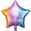 KIK Fóliový balónik s hviezdou Happy Birthday 40cm farebný