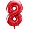 PartyDeco Fóliový balón číslo 8 červený 86 cm