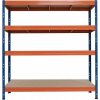 Majster Regál Kovové regály BULLRACK RIVET PRO 200x180x45 DTD drevotrieska 4 úrovne modro-oranžová, Modrá/Oranžová Majster Regál Kovové regály BULLRACK RIVET PRO 200x180x45 DTD drevotrieska 4 úrovne modro-oranžová, Modrá/Oranžová