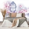 Samolepiaca tapeta Budha s kvetmi sakury Samolepiaca tapeta Budha s kvetmi sakury