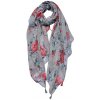Clayre & Eef Sivá dámska šatka s červenými ružami - 90*180 cm - Clayre & Eef Clayre & Eef Sivá dámska šatka s červenými ružami - 90*180 cm - Clayre & Eef
