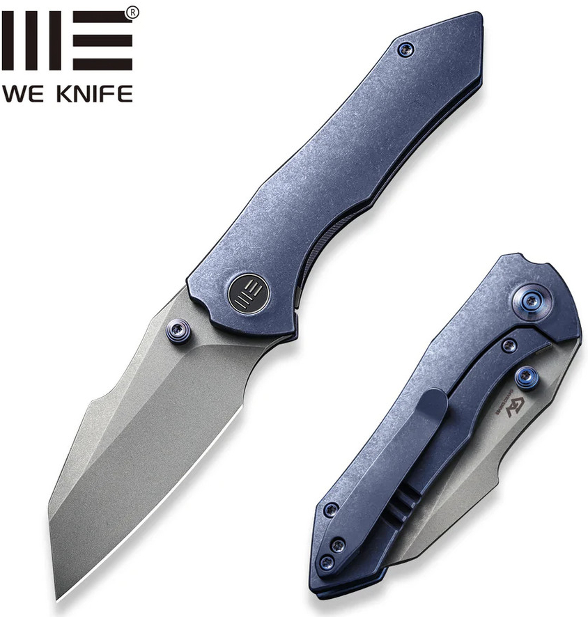WE KNIFE High-Fin Stonewashed/Titanium Blue WE22005-3