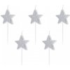PartyDeco SVIEČKY hviezdy strieborné 3,5cm 5ks PartyDeco SVIEČKY hviezdy strieborné 3,5cm 5ks