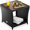 Casaria Polyratanový odkladací stolík ROCCO s akáciovým drevom, 40x45x45cm, čierna/hnedá 109946 Casaria Polyratanový odkladací stolík ROCCO s akáciovým drevom, 40x45x45cm, čierna/hnedá 109946