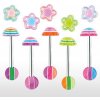 Šperky eshop - Piercing do jazyka viacfarebný kvietok W37.12 - Farba piercing: Fialová Šperky eshop - Piercing do jazyka viacfarebný kvietok W37.12 - Farba piercing: Fialová