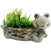 Dekorácia MagicHome Gecco, Žaba s kvetináčom, keramika, 35x16x17 cm
