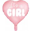 PartyDeco Fóliový balón ružové srdce - It's a girl 45 cm PartyDeco Fóliový balón ružové srdce - It's a girl 45 cm