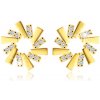 Šperky eshop - Náušnice v žltom zlate 375 - okrúhly kvet, lupene v tvare obdĺžnikov, číre zirkóny S2GG228.03 Šperky eshop - Náušnice v žltom zlate 375 - okrúhly kvet, lupene v tvare obdĺžnikov, číre zirkóny S2GG228.03