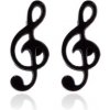 Náušnice kôstky - čierny husľový kľúč Náušnice kôstky - čierny husľový kľúč