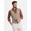 Ombre Men's suit vest with classic detailing and lining - beige hnedá | krémová XL Ombre 5902228996682 Ombre Men's suit vest with classic detailing and lining - beige hnedá | krémová XL Ombre 5902228996682