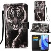 Peňaženkové kožené puzdro Colored Drawing Plain na Motorola Moto E20 / E30 / E40 - Black White Tiger Peňaženkové kožené puzdro Colored Drawing Plain na Motorola Moto E20 / E30 / E40 - Black White Tiger