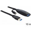 Delock 83415 USB 3.0 USB-A zástrčka USB-A zásuvka 10m černý