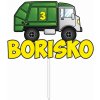 Zápich - Smetiarske auto s menom a vekom - bez paličky - 12cm - Obrázok Zápich - Smetiarske auto s menom a vekom - bez paličky - 12cm - Obrázok