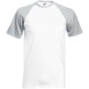 Fruit of the Loom Tričko Baseball T, raglánové, krátký rukáv, pánské COT161026p8601-white/heath S Bílá/melír šedá Fruit of the Loom Tričko Baseball T, raglánové, krátký rukáv, pánské COT161026p8601-white/heath S Bílá/melír šedá