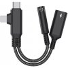 AppleKing zvukový a nabíjací adaptér 2v1 - 3,5 mm jack / USB-C na USB-C / Lightning - čierny - možnosť vrátiť tovar ZADARMO do 30tich dní AppleKing zvukový a nabíjací adaptér 2v1 - 3,5 mm jack / USB-C na USB-C / Lightning - čierny - možnosť vrátiť tovar ZADARMO do 30tich dní