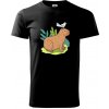 Kapybara a vtáčik - Klasické pánske tričko vyššej gramáže - M ( Čierna ) Kapybara a vtáčik - Klasické pánske tričko vyššej gramáže - M ( Čierna )