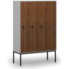 Drevená šatníková skrinka S4 s podnožou, 4 oddiely, 1871 x 1200 x 500 mm, demont, RFID zámok, sivá/orech Drevená šatníková skrinka S4 s podnožou, 4 oddiely, 1871 x 1200 x 500 mm, demont, RFID zámok, sivá/orech