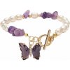 Nefertitis Biele perly náramok s ametystom a motýľom NF36871 - obvod cca 19 cm Nefertitis Biele perly náramok s ametystom a motýľom NF36871 - obvod cca 19 cm