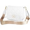 Biela dámska kabelka Laura Biaggi kabelka cez rameno, moderná prešívaná kabelka s logom na rameno Biela dámska kabelka Laura Biaggi kabelka cez rameno, moderná prešívaná kabelka s logom na rameno