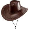 Hnedý kovbojský klobúk s prešívaním Hnedý kovbojský klobúk s prešívaním