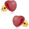 Šperky eshop - Náušnice - súmerné červené glazúrované srdcia S10.05 Šperky eshop - Náušnice - súmerné červené glazúrované srdcia S10.05