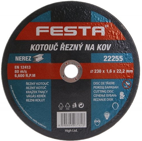 Kotúč rezný na kov 230x1.6x22.2 FESTA