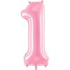 PartyDeco Fóliový balón narodeninové číslo 1 ružový 86cm