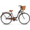 RETRO bicykel Štýlový VELLBERG čierno-hnedý + prútený košík RETRO bicykel Štýlový VELLBERG čierno-hnedý + prútený košík