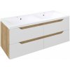 SAPHO - WAVE dvojumývadlová skrinka 119,7x50x47,8cm, biela/dub Alabama WA120-3022 SAPHO - WAVE dvojumývadlová skrinka 119,7x50x47,8cm, biela/dub Alabama WA120-3022