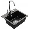 Granitový drez MEXEN MILO s kuchynskou batériou čierny so strieborným vzorom/chróm Granitový drez MEXEN MILO s kuchynskou batériou čierny so strieborným vzorom/chróm