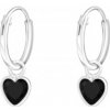 For Silver NÁUŠNICE KRÚŽKY SO SRDCOM - STRIEBRO 925 Druh barvy: Černá For Silver NÁUŠNICE KRÚŽKY SO SRDCOM - STRIEBRO 925 Druh barvy: Černá
