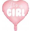 PartyDeco Fóliový balón ružové srdce It's a girl PartyDeco Fóliový balón ružové srdce It's a girl