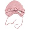 Baby Nellys Pletená čiapočka na zaväzovanie bonetka Girl Hand Made Baby Nellys púdrová