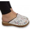 Dámske kožené biele kvetinové šľapky JAVELIN Dámske kožené biele kvetinové šľapky JAVELIN