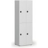Drevená šatníková skrinka S4 s úložnými boxmi, 4 boxy, demont, RFID zámok, sivá/biela Drevená šatníková skrinka S4 s úložnými boxmi, 4 boxy, demont, RFID zámok, sivá/biela