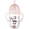 Canpol Babies nevylievací hrnček so slamkou a závažím Exotic Panda ružový 270 ml