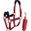 Equestro Set ohlávky s vodítkom Fleece ro red