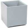 HowHomely PLASTOVÝ KVETINÁČ NA KOLIESKACH BETONIQUE 40X40 CM IMITÁCIA BETÓNU SIVÁ