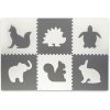 Ricokids Velká pěnová podložka puzzle bílá a šedá zvířátka 6 ks Ricokids Velká pěnová podložka puzzle bílá a šedá zvířátka 6 ks