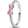 Pandora Trblietavý strieborný prsteň Ružová mašlička Timeless 193510C01 48 mm Pandora Trblietavý strieborný prsteň Ružová mašlička Timeless 193510C01 48 mm