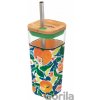 Quokka Sklenený cestovný hrnček so slamkou Liquid Cube Oranges 540 ml