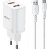 Yesido YC104 sada adaptéra s portmi 2x USB-A a kábla USB-A na USB-C - 12W - 1 m - biela - možnosť vrátiť tovar ZADARMO do 30tich dní Yesido YC104 sada adaptéra s portmi 2x USB-A a kábla USB-A na USB-C - 12W - 1 m - biela - možnosť vrátiť tovar ZADARMO do 30tich dní