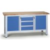 Pracovný stôl do dielne G6, 3 zásuvky, 2 skrinky, 1690 x 600 x 860 - 900 mm, modrá Pracovný stôl do dielne G6, 3 zásuvky, 2 skrinky, 1690 x 600 x 860 - 900 mm, modrá