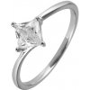 Evolution Group Strieborný prsteň so zirkónom Štvorec 15006.1 crystal