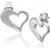Šperky eshop - Náušnice z ocele 316L, asymetrický obrys srdca v striebornom odtieni V15.15 Šperky eshop - Náušnice z ocele 316L, asymetrický obrys srdca v striebornom odtieni V15.15