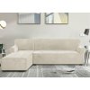 Strečový elastický plyšový poťah na trojmiestnu rohovú pohovku BestBerg / ľavý / krémový Strečový elastický plyšový poťah na trojmiestnu rohovú pohovku BestBerg / ľavý / krémový