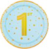 Papierové taniere 1.narodeniny chlapček 18cm 6ks Papierové taniere 1.narodeniny chlapček 18cm 6ks