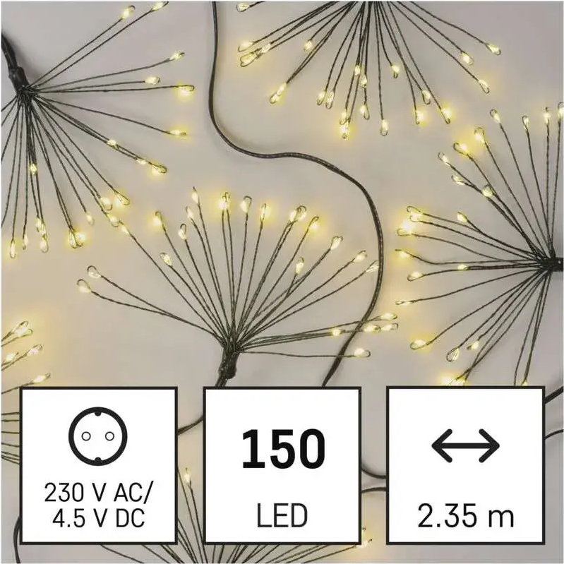EMOS LED svetelná reťaz svietiace trsy nano 2,35 m vnútorná teplá biela časovač